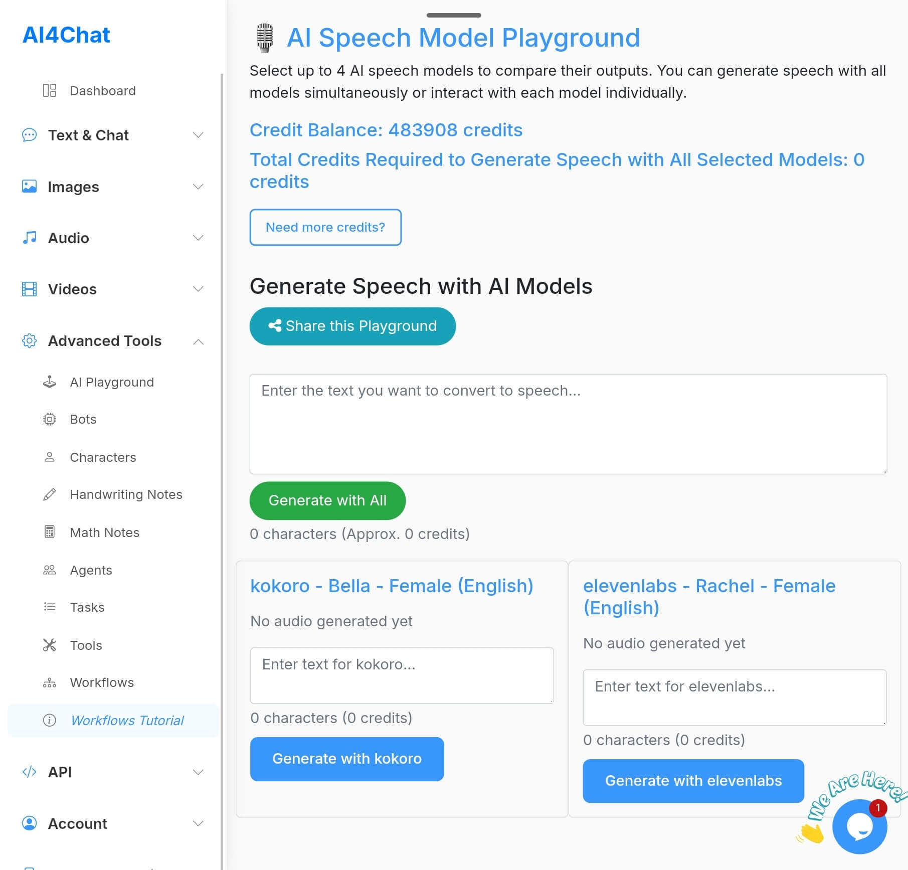 AI TTS Playground Interface