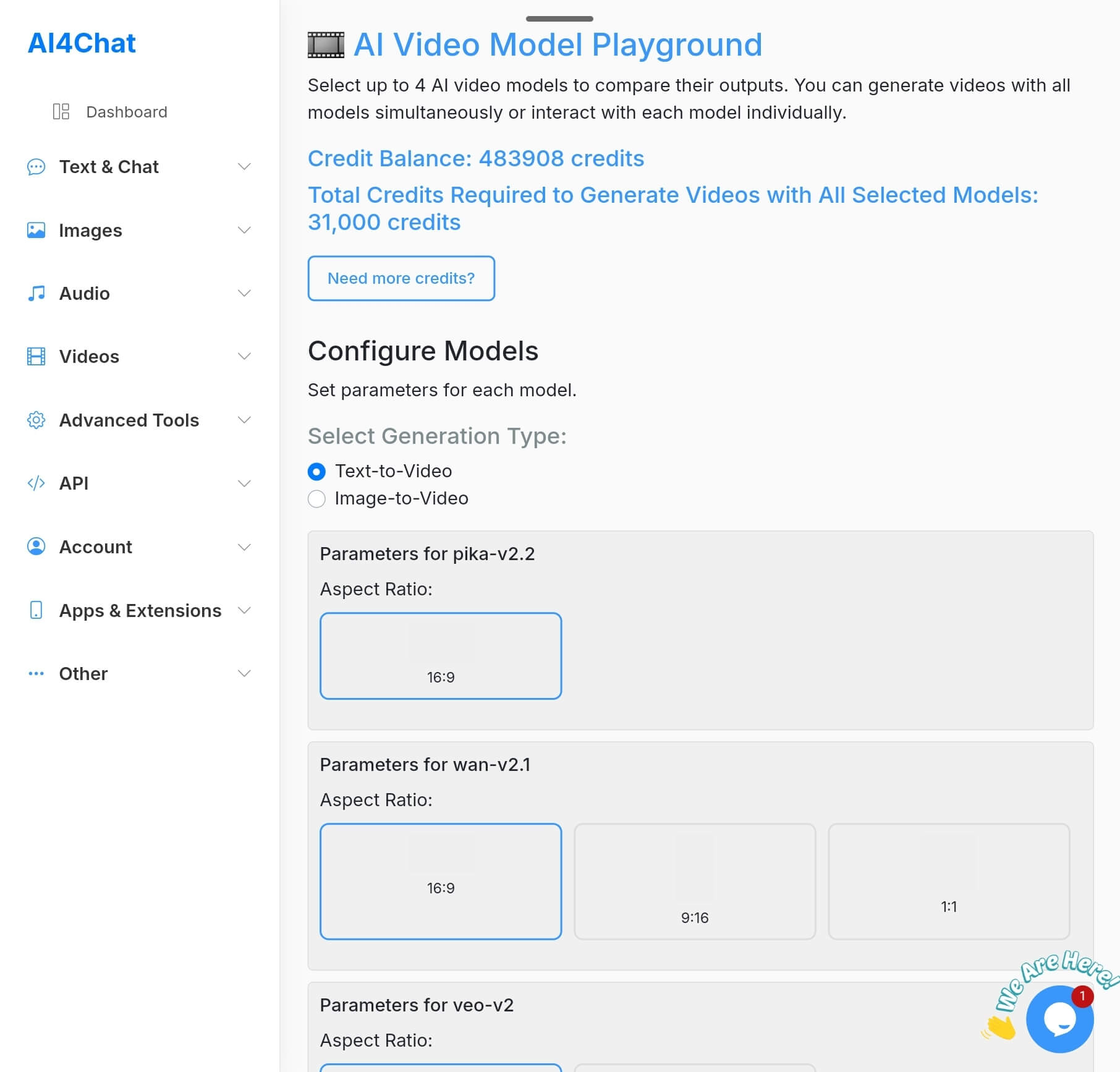 AI Video Playground Interface