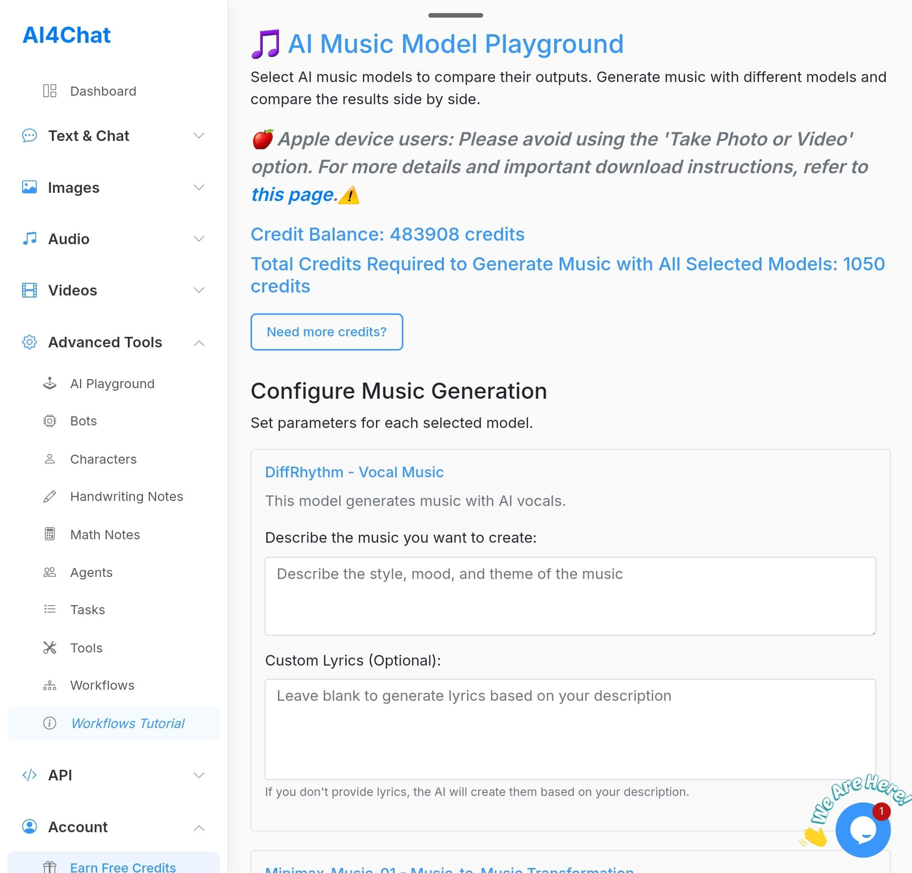 AI Music Playground Interface